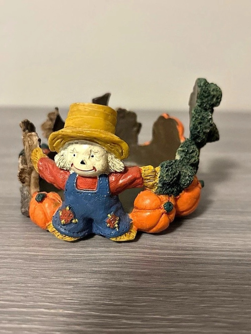 Fall Harvest Taper / Pillar Candle Holder Scarecrows, Pumpkins